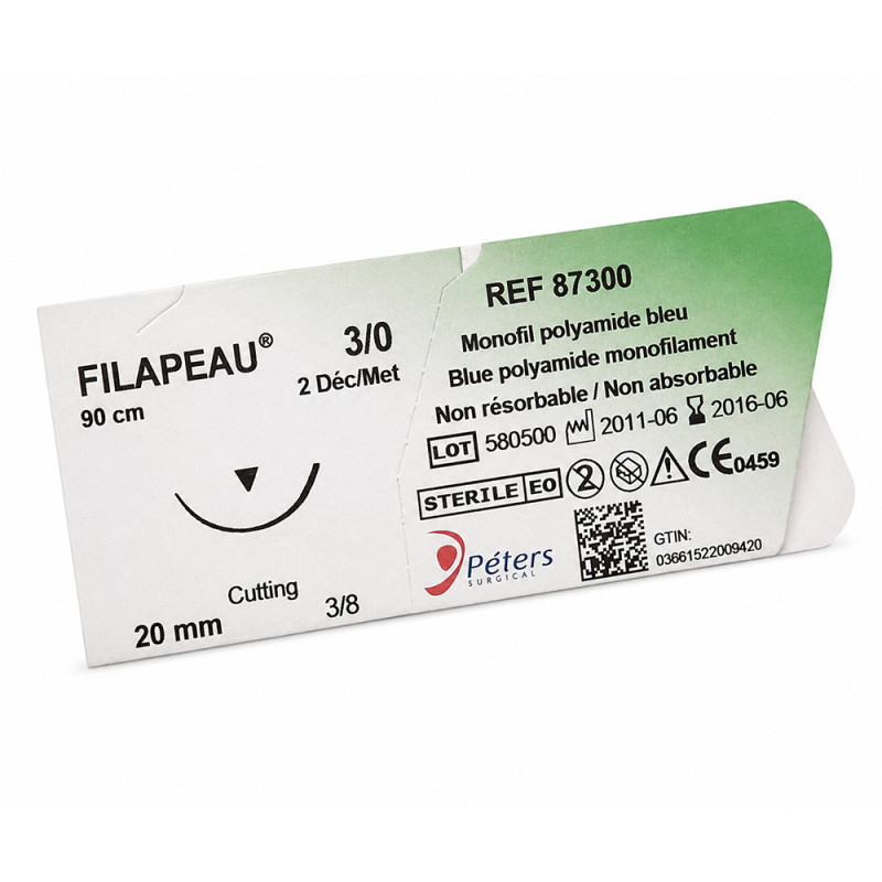 Suture Peters Filapeau polyamide bleu, boîte de 12