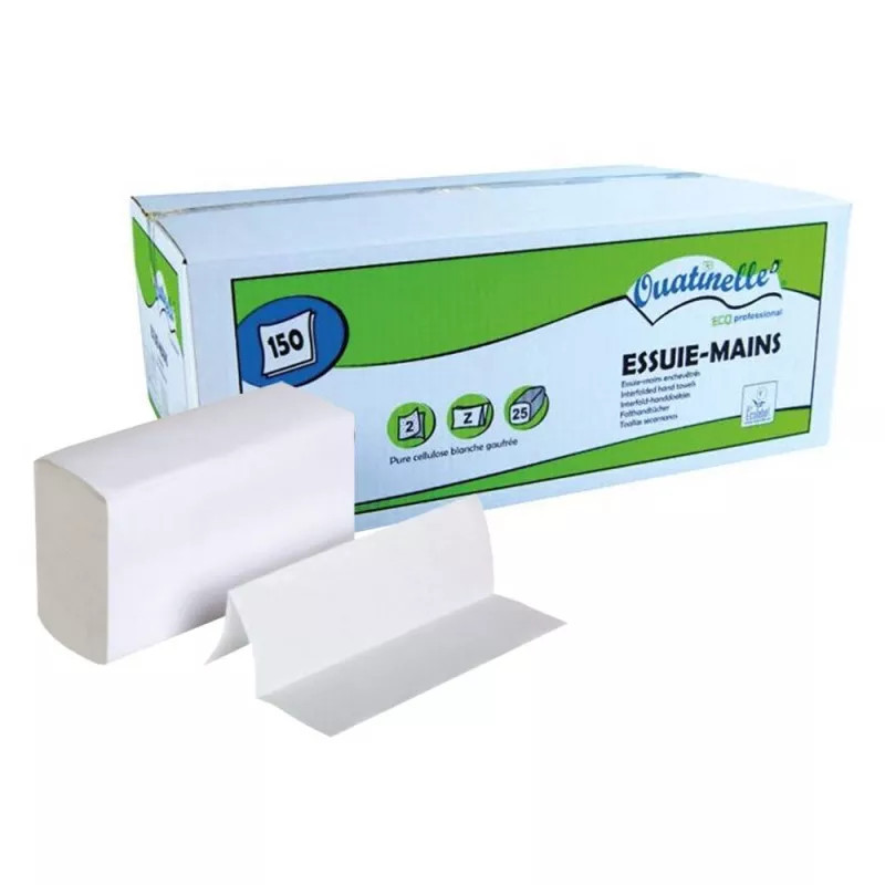 Essuie-mains en Z pure ouate 2 plis, 150