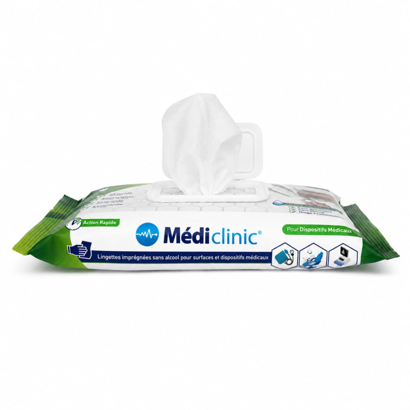 Lingettes sans alcool Médiclinic 100 pour dispositifs médicaux