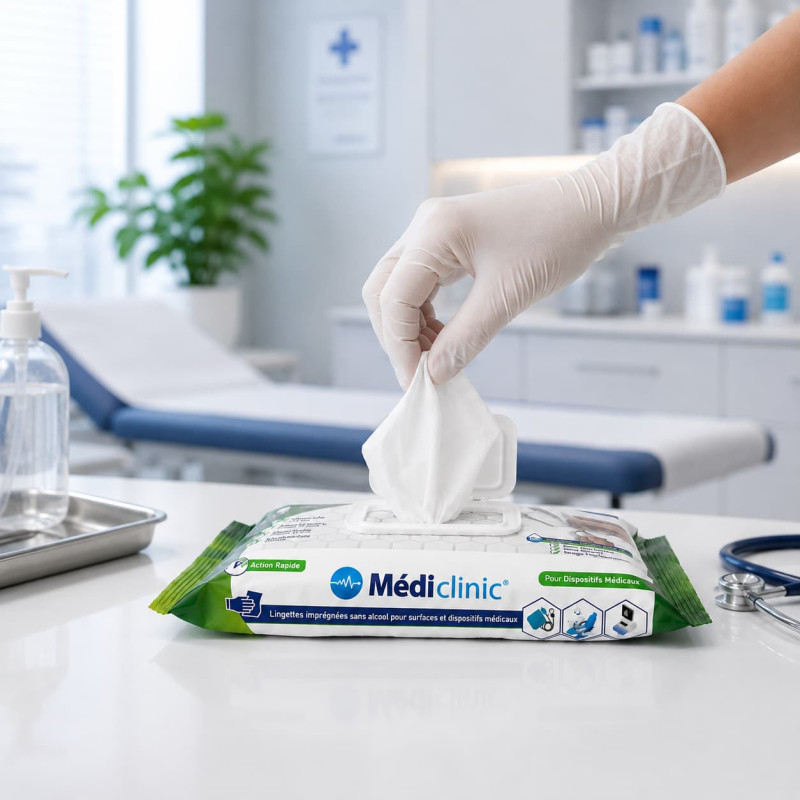 Lingettes sans alcool Médiclinic 100 pour dispositifs médicaux