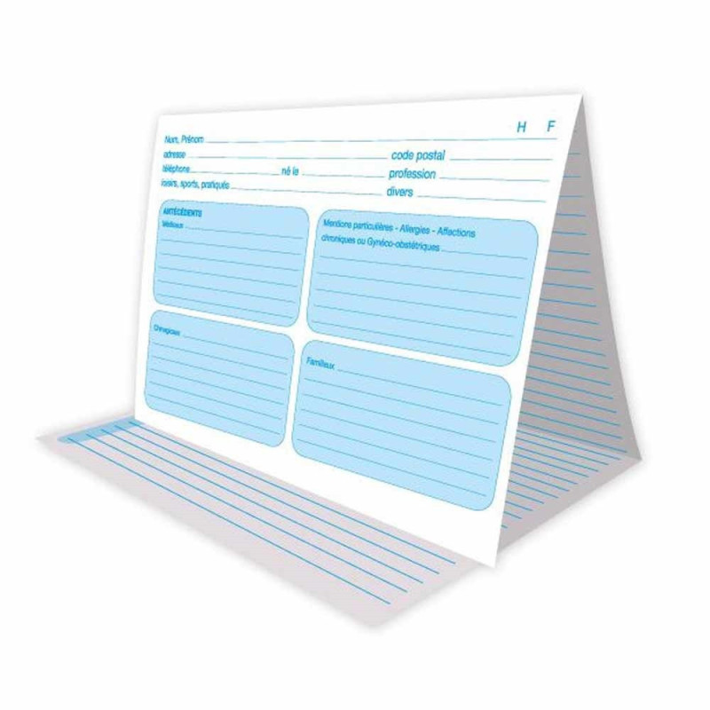 Fiches médicales patient 20 x 13 ou 21 x 15 - suivi consultation