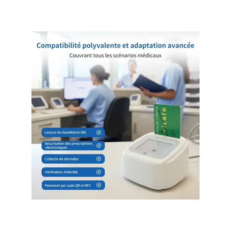Lecteur carte Vitale Connect A800 bi-fente USB 4-en-1 Lecteur carte Vitale Connect A800 bi-fente USB 4-en-1