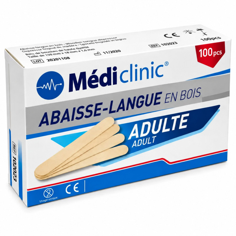 Abaisse-langues adulte en bois Mediclinic, x100