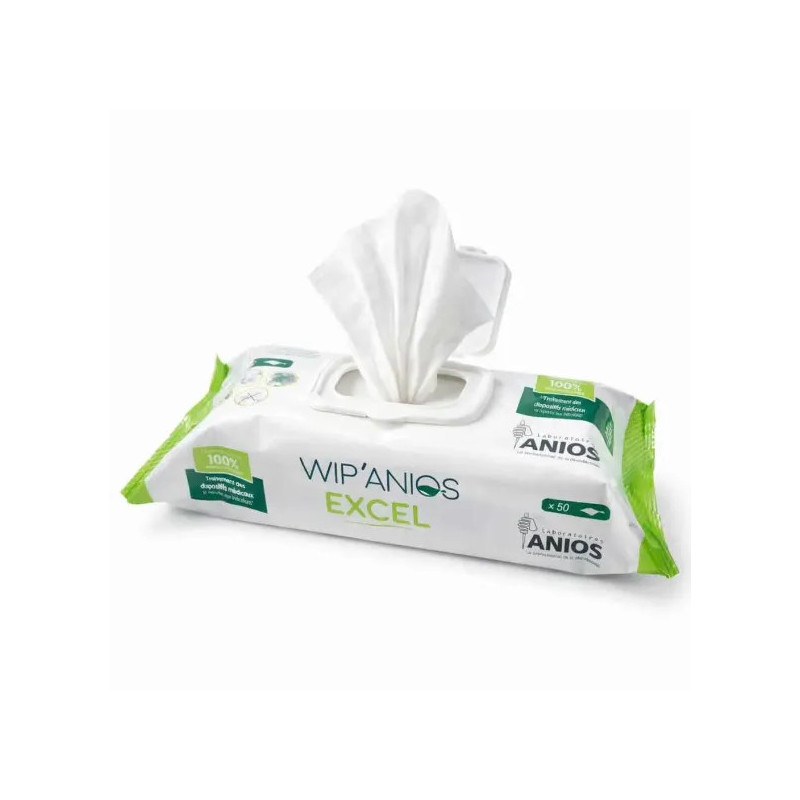 Lingettes Wip'Anios Excel sans alcool, boîte 50 Lingettes Wip'Anios Excel sans alcool, boîte 50