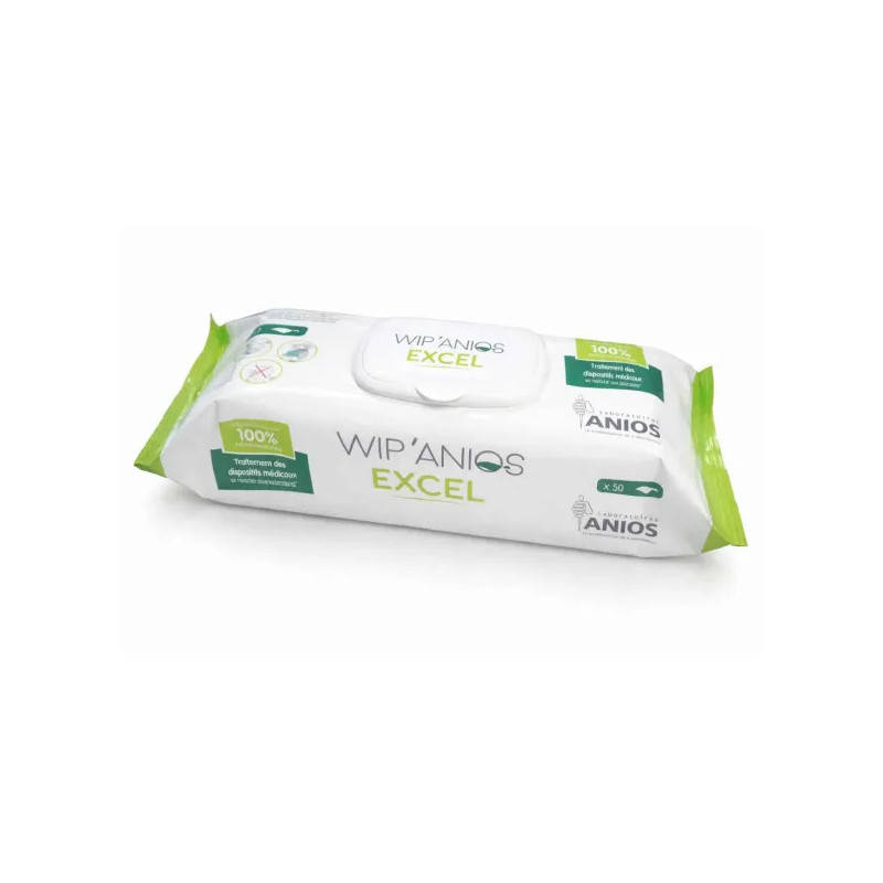 Lingettes Wip'Anios Excel sans alcool, boîte 50 Lingettes Wip'Anios Excel sans alcool, boîte 50