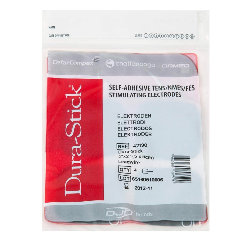 Électrodes Cefar Dura-Stick 50 x 50 mm filaires, sachet de 4