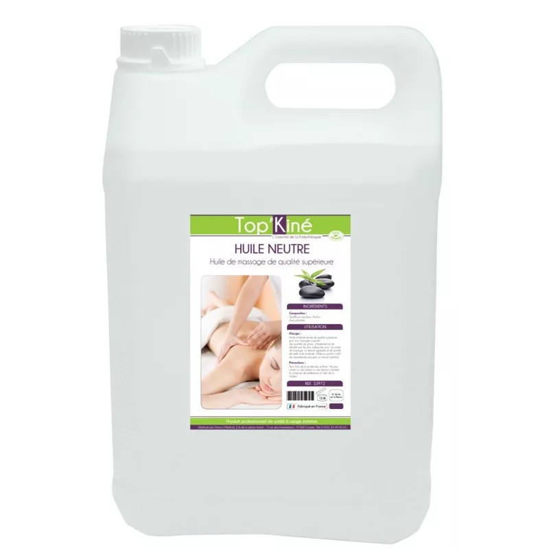 Huile de massage neutre Top'Kine, bidon de 5 litres Huile de massage neutre Top'Kine, bidon de 5 litres