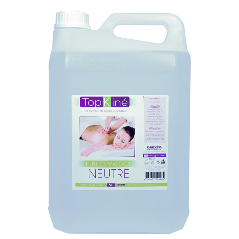 Huile de massage neutre Top'Kine, bidon de 5 litres Huile de massage neutre Top'Kine, bidon de 5 litres