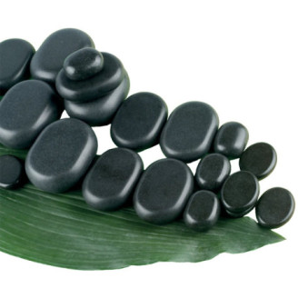 Set de 36 pierres chaudes de massage, coffret en bambou