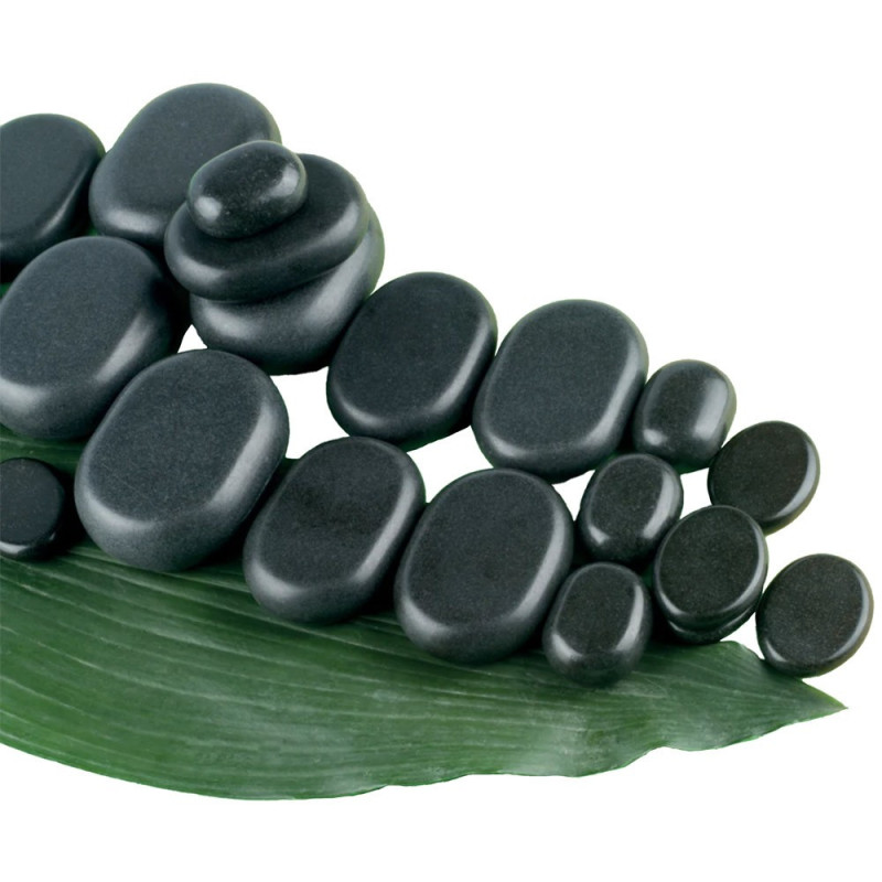 Set de 36 pierres chaudes de massage, coffret en bambou Set de 36 pierres chaudes de massage, coffret en bambou