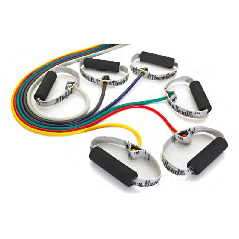 Tubing TheraBand 1,4 m avec poignées, 4 résistances Tubing TheraBand 1,4 m avec poignées, 4 résistances