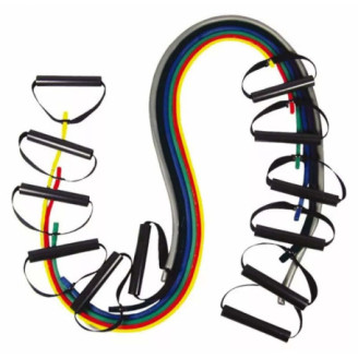 Tube TheraBand 120 cm avec poignées, 5 résistances