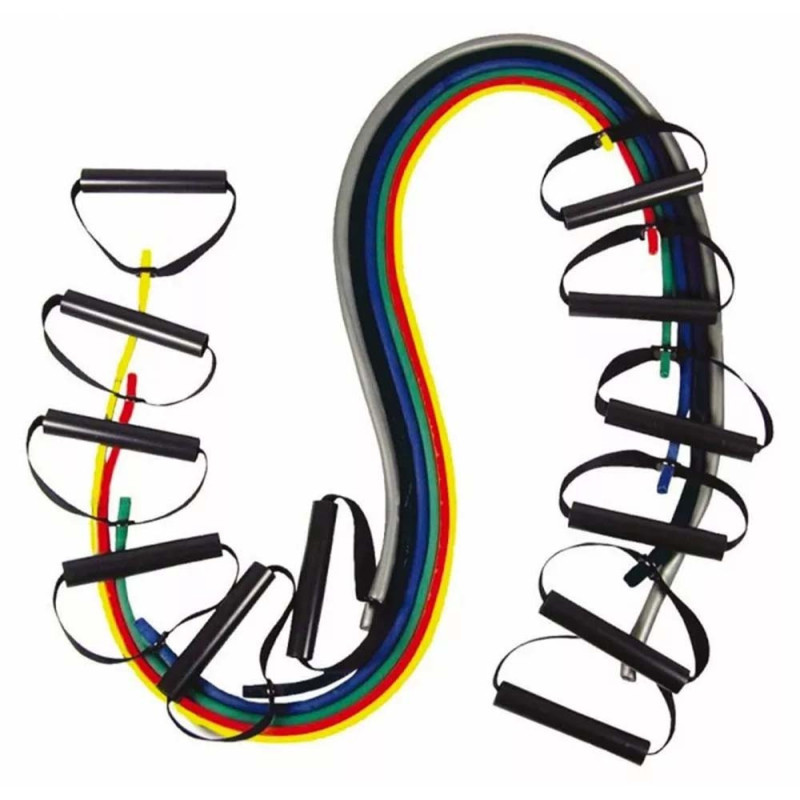 Tube TheraBand 120 cm avec poignées, 5 résistances