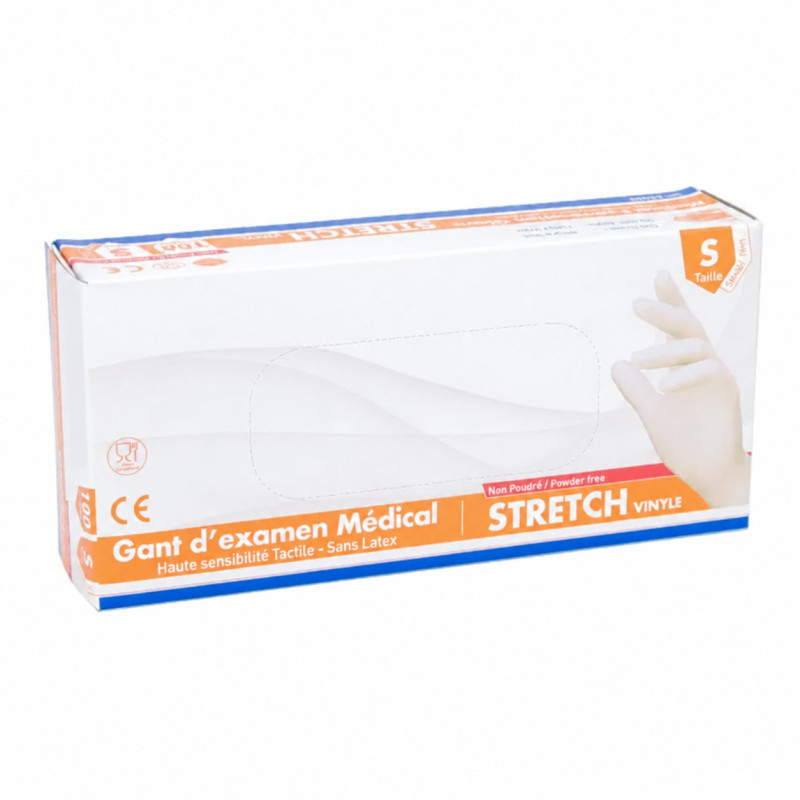 Gants vinyle stretch non poudrés Mediclinic - boîte de 100 Gants vinyle stretch non poudrés Mediclinic - boîte de 100