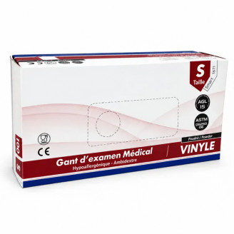 Gants vinyle poudrés ambidextres MEDICLINIC - boîte de 100