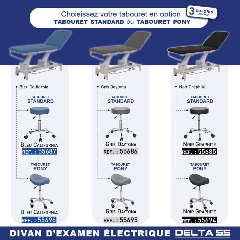 Divan d'examen Delta 55 2 plans MEDICLINIC avec tabouret