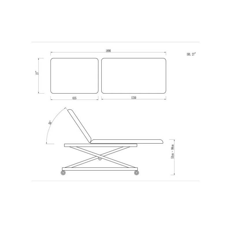 Divan d'examen électrique 2 sections MEDICLINIC avec tabouret
