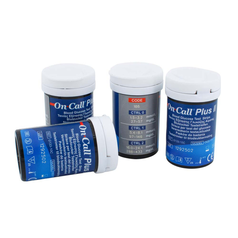 Bandelettes On Call Plus II glycémie compatibles boîte de 100