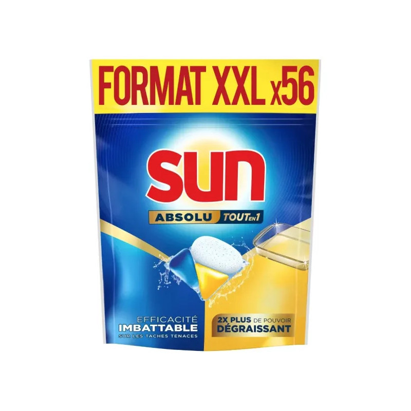 Capsules lave-vaisselle Sun Absolu tout-en-1 dégraissant 56 Capsules lave-vaisselle Sun Absolu tout-en-1 dégraissant 56