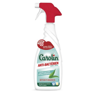 Spray Carolin antibactérien 650 ml sans javel eucalyptus
